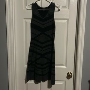 Grey and black sleeveless sweater dress